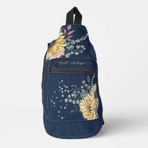 Monogram Elegant Rustic Sunflowers Math Teacher Crossbody Bag
