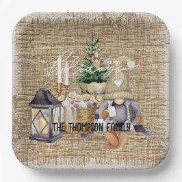 Monogram Elegant rustikale Aquarellfeier Pappteller