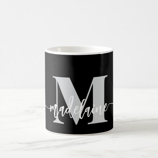 Monogram Elegant Schwarz-weiß Personal Kaffeetasse (Mittel)