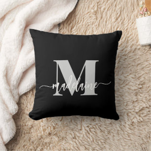 Monogram Elegant Schwarz-weiß Personal Kissen
