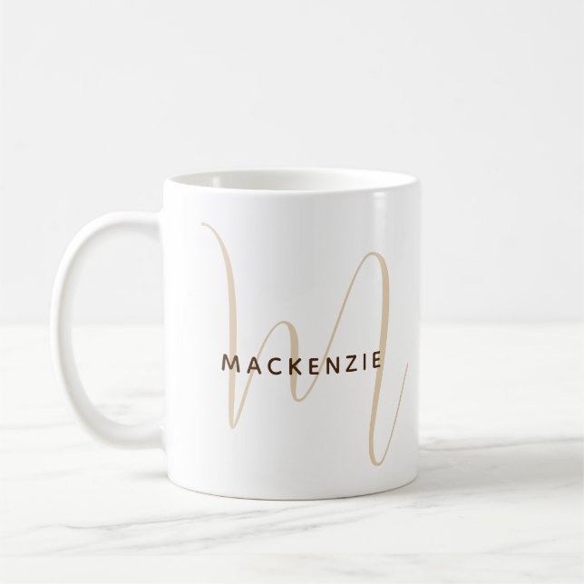 Monogram Elegant Script Name Simple Modern Kaffeetasse (Links)