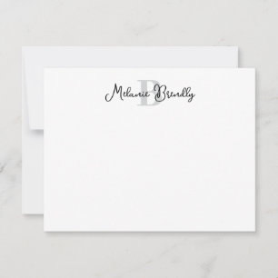 Monogram Elegant Stilvolle Script-Flachnotienkarte Mitteilungskarte