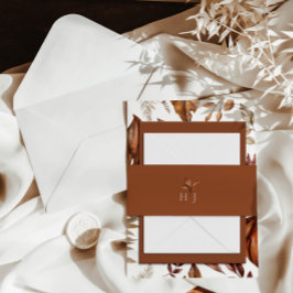 Monogram Elegant Terracotta Wedding Einladungsbanderole