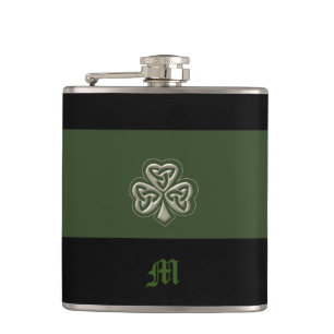 Monogram Elegant trendy Glück Irish Kleeblatt Flachmann