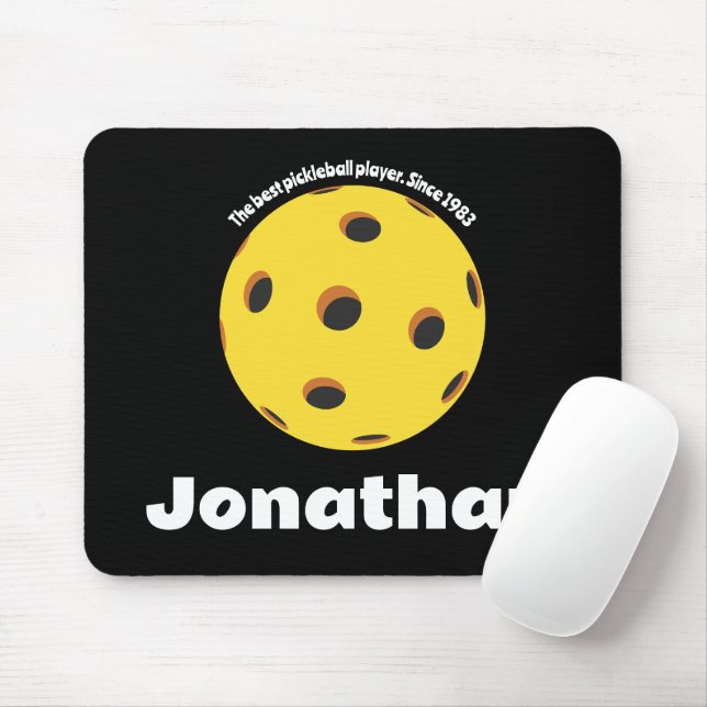 Monogram Elegant trendy Pickleball Simple Black Mousepad (Mit Mouse)