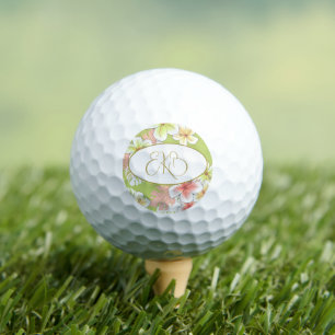 Monogram Elegant Tropical Floral Golfball