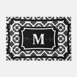 Monogram, elegant und stilvoll in Schwarz und Weiß Fußmatte