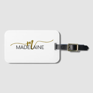 Monogram Elegant White Black Gold Farbe Gepäckanhänger