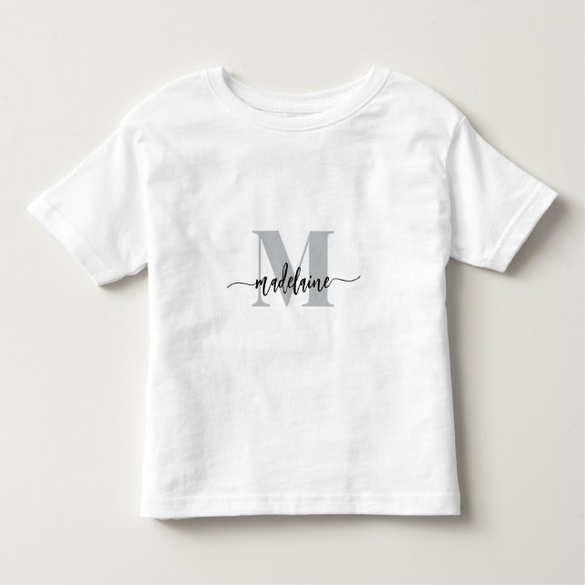 Monogram Elegant White Black Kleinkind T-shirt (Vorderseite)