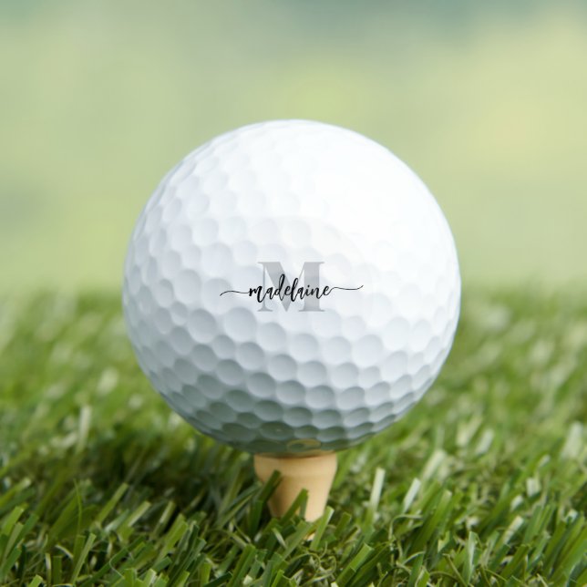 Monogram Elegant White Black Personal Golfball (Insitu T-Shirt)