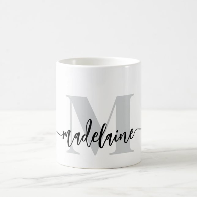 Monogram Elegant White Black Personal Kaffeetasse (Mittel)