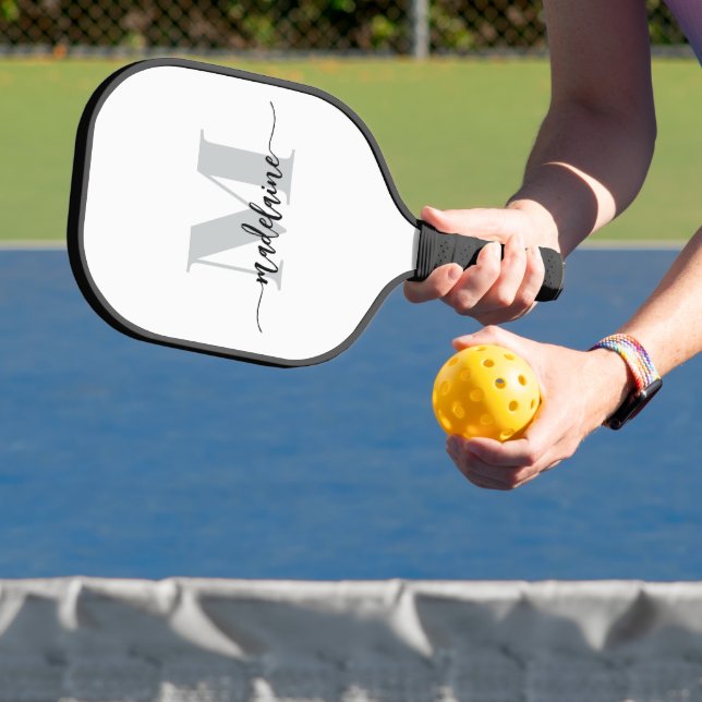 Monogram Elegant White Black Personal Pickleball Schläger (InSitu)