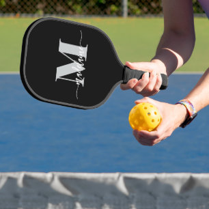 Monogram Elegant White Black Personal Pickleball Schläger