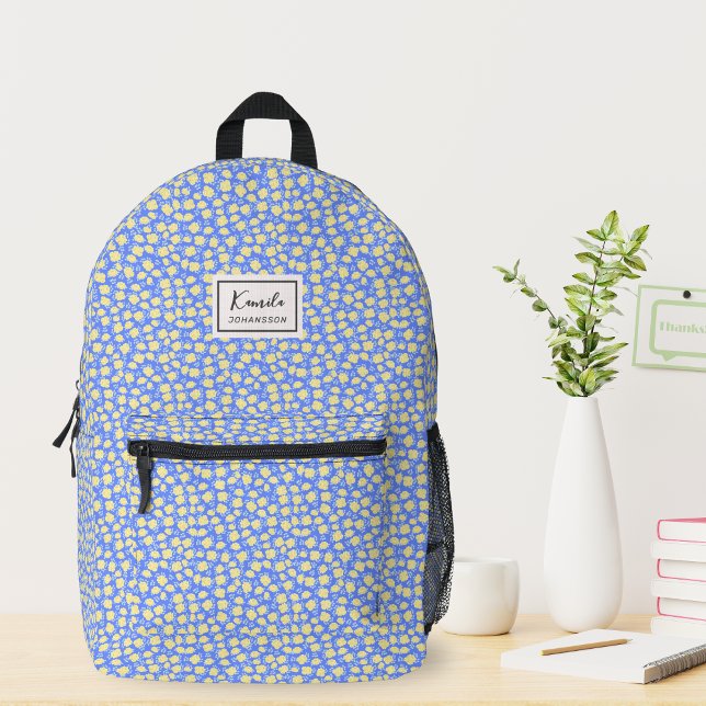 Monogram Elegante Coquette Gelbe Blüte Bedruckter Rucksack (Von Creator hochgeladen)