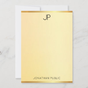 Monogram Elegante Imitate Gold Template Moderne Ei Mitteilungskarte