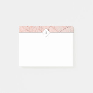 Monogram Elegante Rose Gold-Marmornotizen Post-it Klebezettel