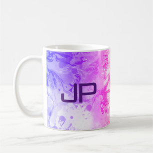 Monogram Eleganto Modern Abstrakt Art Blue Pink Kaffeetasse