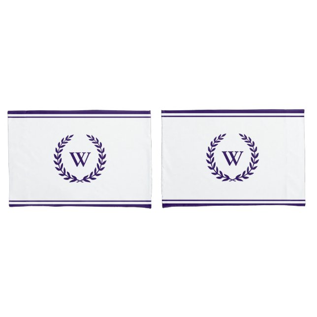 Monogram Elegany Navy Blue Pillowcases Kissenbezug (Vorderseite-Set)