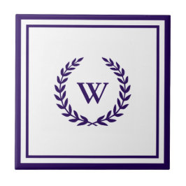 Monogram Elegany Navy Blue White Keramik Tile Fliese