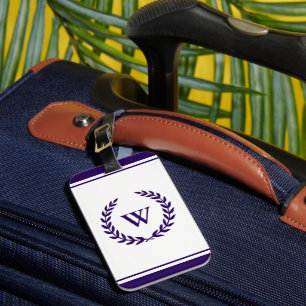 Monogram Elegany Navy Blue White Luggage Tag Gepäckanhänger