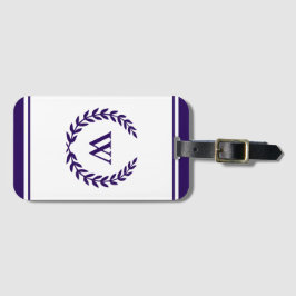 Monogram Elegany Navy Blue White Luggage Tag Gepäckanhänger