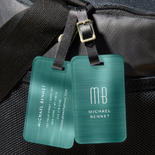 Monogram Emerald Green Brushed Metal Gepäckanhänger