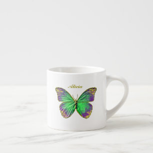 Monogram Emerald Lila Butterfly Espresso Tasse