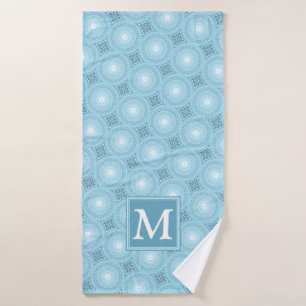 Monogram Engelblau-Kreismuster Badehandtuch