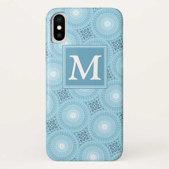 Monogram Engelblau-Kreismuster Case-Mate iPhone Hülle (Rückseite)