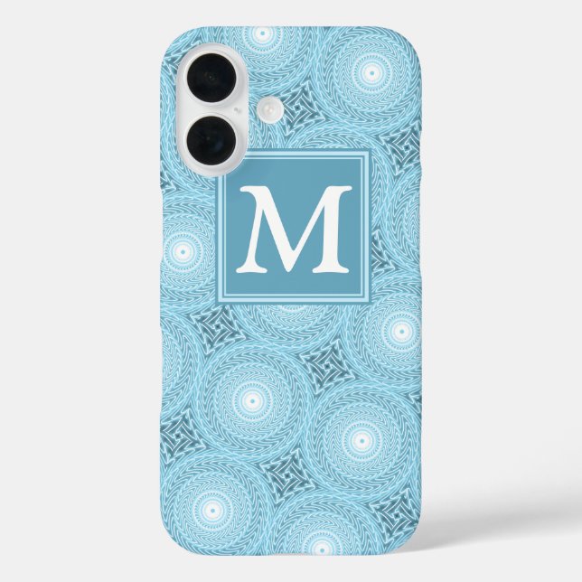 Monogram Engelblau-Kreismuster Case-Mate iPhone Hülle (Rückseite)