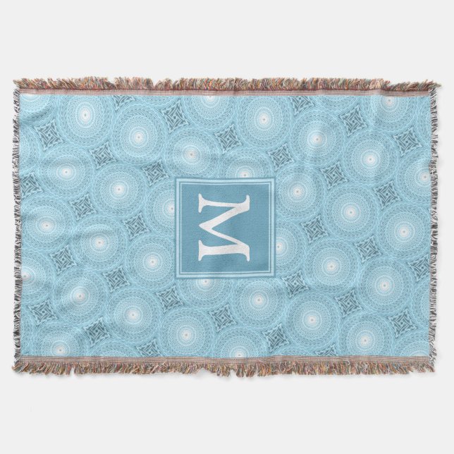 Monogram Engelblau-Kreismuster Decke (Vorderseite)