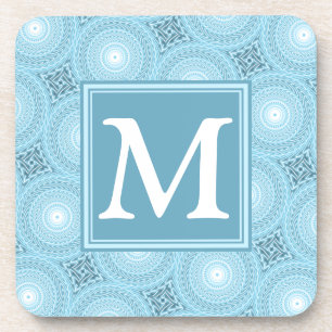 Monogram Engelblau-Kreismuster Getränkeuntersetzer