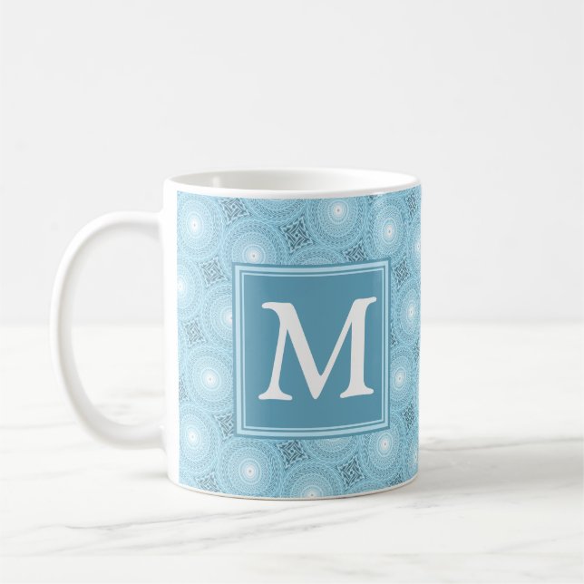 Monogram Engelblau-Kreismuster Kaffeetasse (Links)