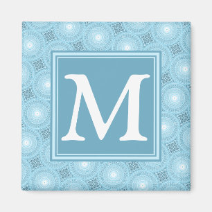 Monogram Engelblau-Kreismuster Magnet