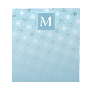 Monogram Engelblau-Kreismuster Notizblock