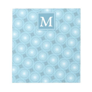 Monogram Engelblau-Kreismuster Notizblock