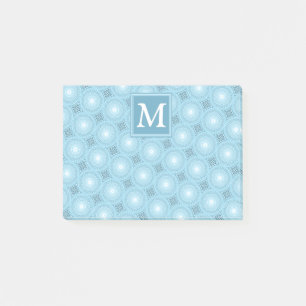 Monogram Engelblau-Kreismuster Post-it Klebezettel