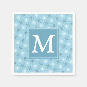 Monogram Engelblau-Kreismuster Serviette