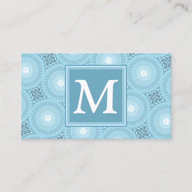 Monogram Engelblau-Kreismuster Visitenkarte (Vorderseite)