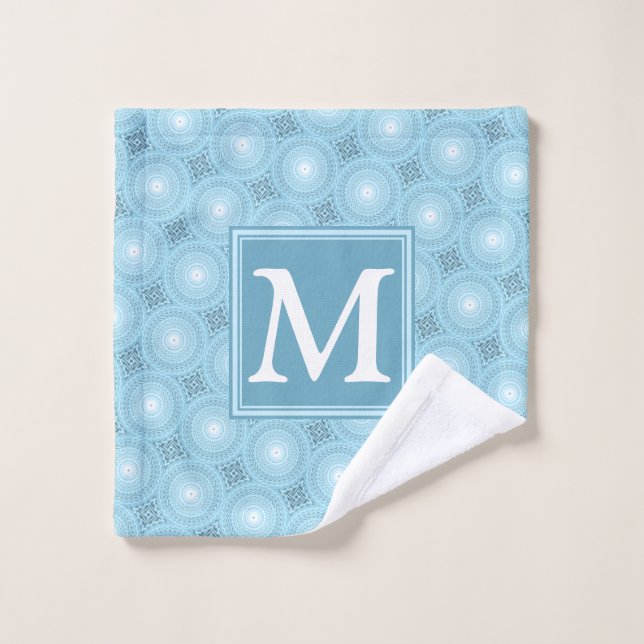 Monogram Engelblau-Kreismuster Waschlappen (Waschlappen)