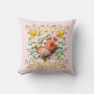 Monogram English Garden Vintag Floral Kissen