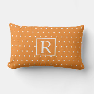 Monogram, erste Orange White Polka Dots Niedlich Kissen Für Draußen