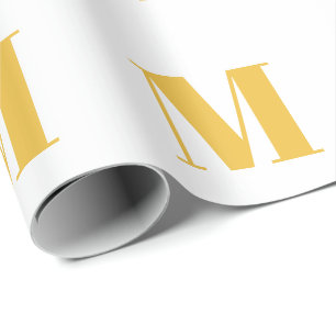 Monogram Erstmaliger Goldener Weißer Individuelle Geschenkpapier