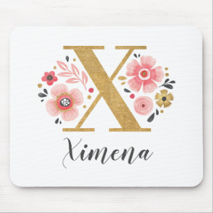 Monogram Erstmaliger rosa Girly Gold Letter Mousepad