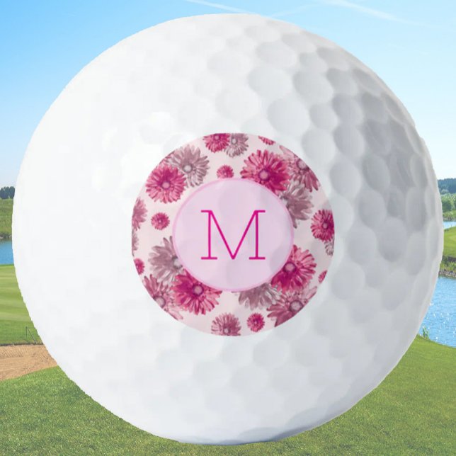 Monogram Erstmals Feminine Pink Custom Ladys Golfball (Von Creator hochgeladen)