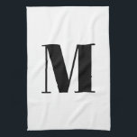 Monogram Erstschwarz-weiß modern Geschirrtuch<br><div class="desc">Monogram Erstschwarz-weiß, modernes, elegantes Küchentuch</div>
