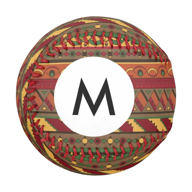 Monogram-Ethnic-Hintergrund Baseball (Vorderseite Links)