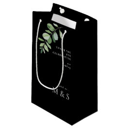 Monogram Eucalyptus Danke Wedding Black Kleine Geschenktüte