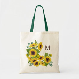 Monogram Eucalyptus Sunflower Bouquet Tragetasche