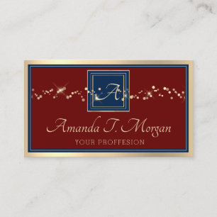 Monogram Event Planer Golden Frame Burgundy Blue Visitenkarte
